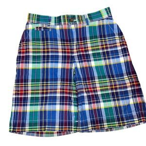 Ralph Lauren preppy plaid blue multicolor chino boys shorts size 12